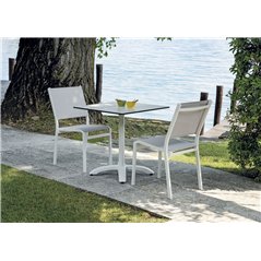 Sedia Pola In Alluminio - Textilene Grigio Chiaro - Bianco