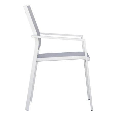 Greenwood Zara Garden Chair in Aluminum - Light Grey Textilene - White