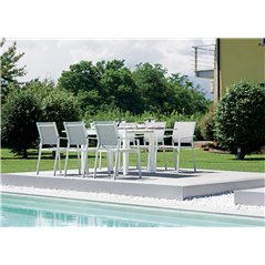 Sedia Zara In Alluminio - Textilene Grigio Chiaro - Bianco