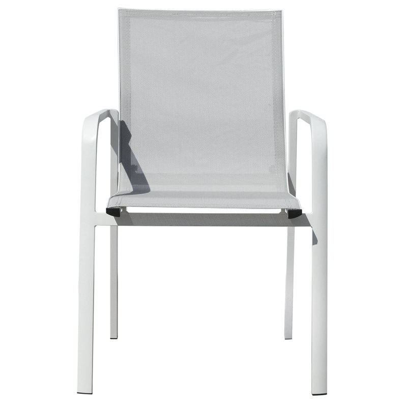 Greenwood Sedia Samo In Alluminio - Textilene Grigio Chiaro - Bianco