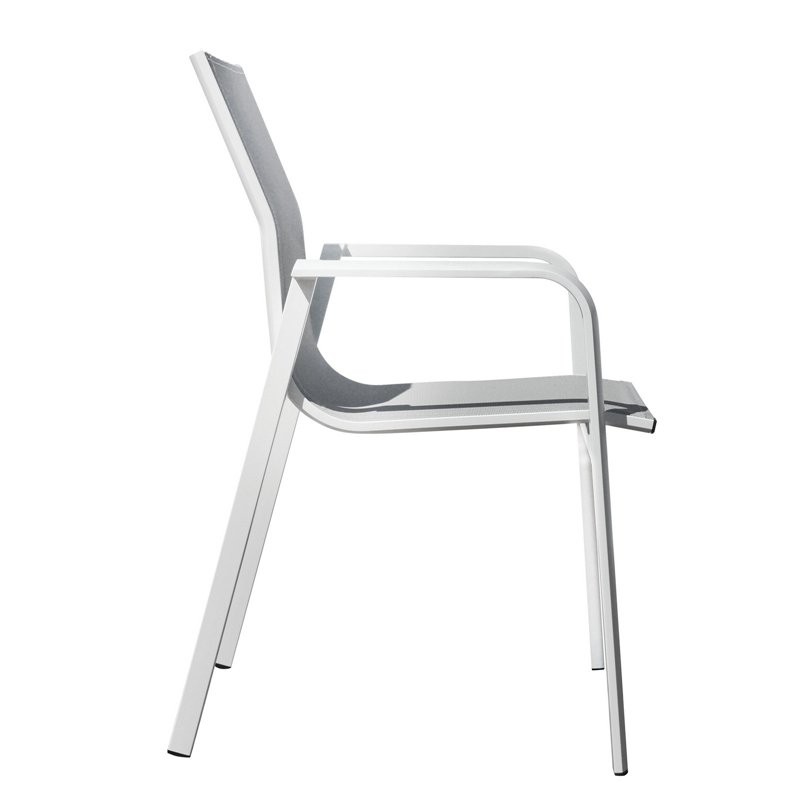 Greenwood Sedia Samo In Alluminio - Textilene Grigio Chiaro - Bianco