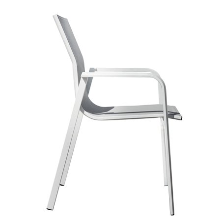 Greenwood Sedia Samo In Alluminio - Textilene Grigio Chiaro - Bianco