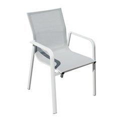 Sedia Samo In Alluminio - Textilene Grigio Chiaro - Bianco
