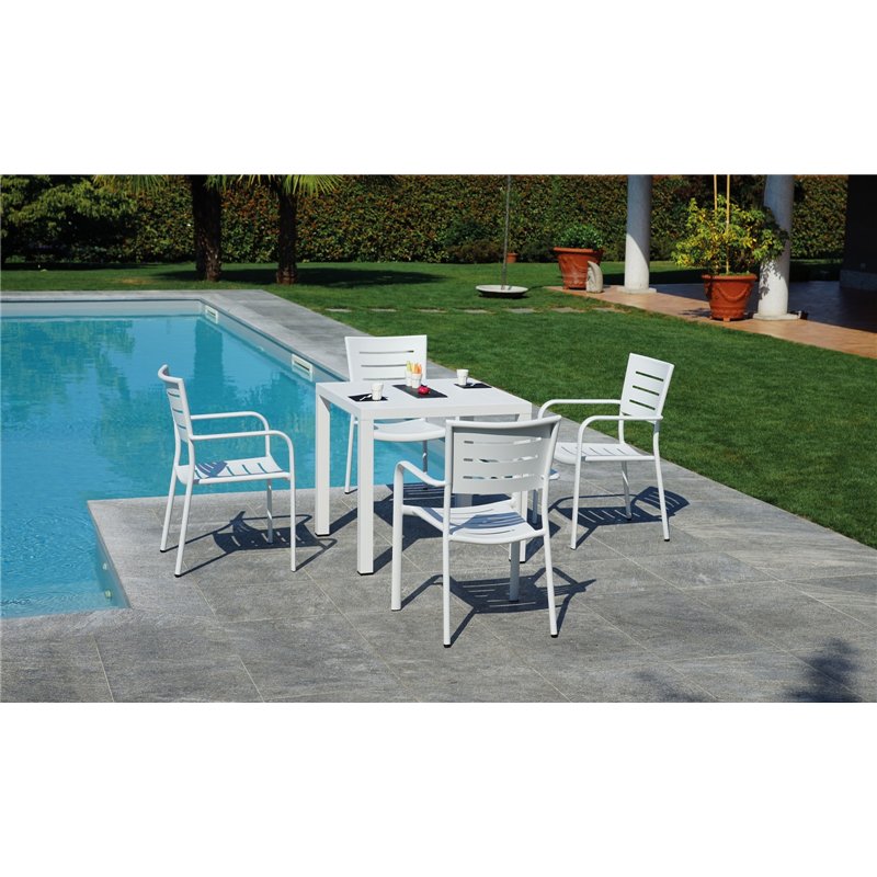 Greenwood Tavolo San Vincenzo In Alluminio 80x80 cm - Bianco