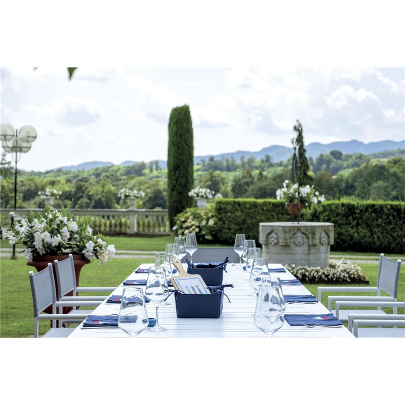 Tavolo da Giardino Santorini In Alluminio Doppio Allungo 265/330/398x110 cm - Bianco Greenwood