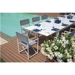 Tavolo Santorini In Alluminio Doppio Allungo 265/330/398x110 cm - Bianco