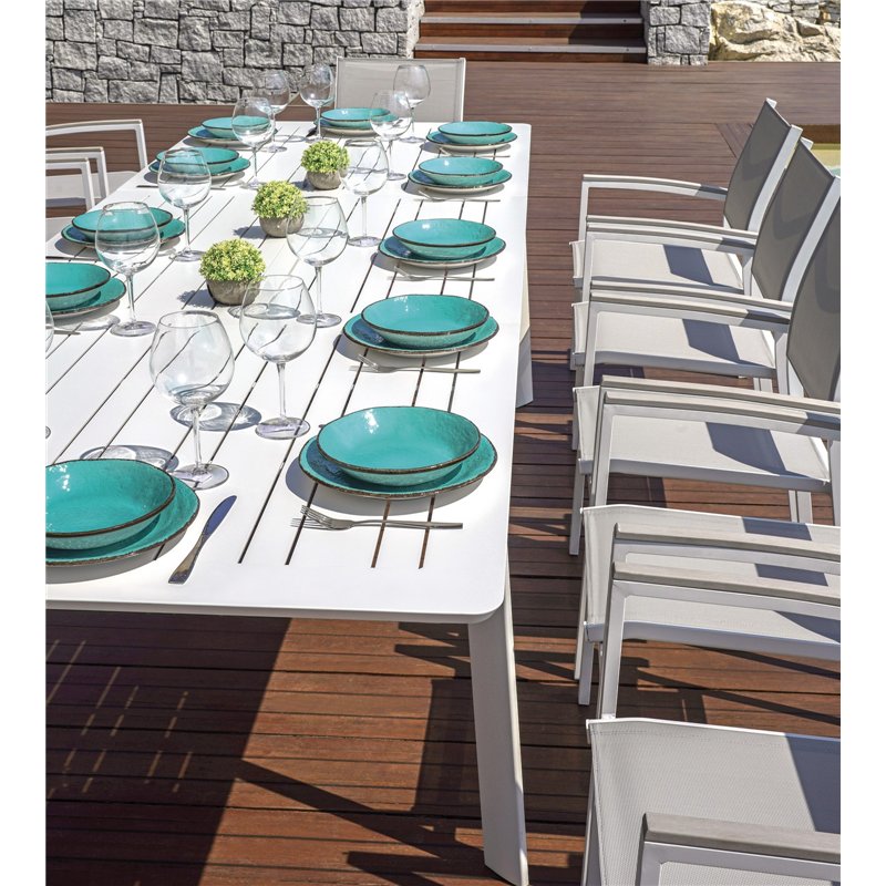 Tavolo da Giardino Porto Ercole In Alluminio Allungabile 200/300x102 cm - Bianco Greenwood