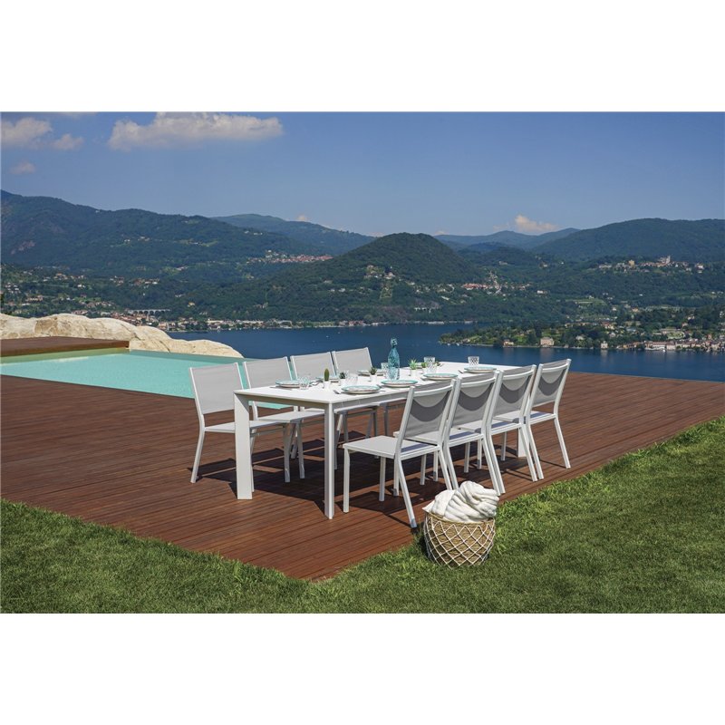 Greenwood Tavolo Anzio In Alluminio Allungabile 165/250x90 cm - Bianco