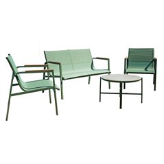 Set da Giardino Tarquinia In Ferro E Resin Wood - Textilene Verde - Verde Greenwood