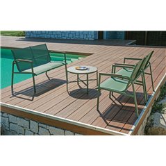 Set Tarquinia In Ferro E Resin Wood - Textilene Verde - Verde