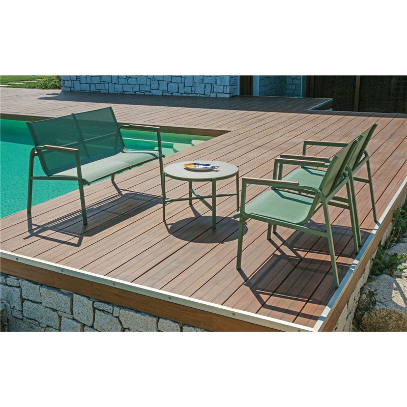 Greenwood Set Tarquinia In Ferro E Resin Wood - Textilene Verde - Verde