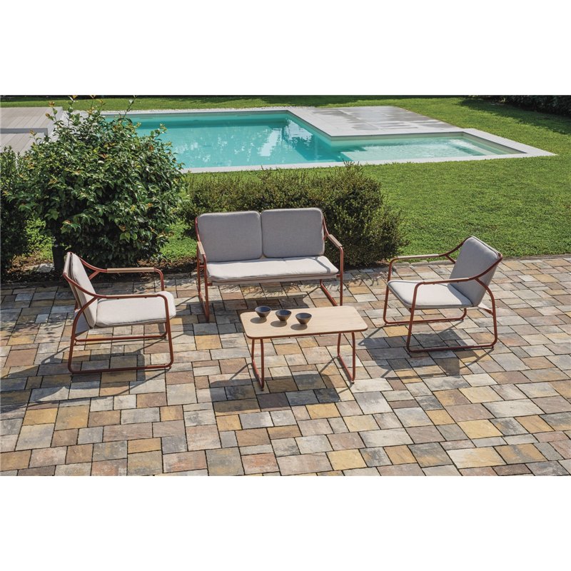 Greenwood Set Tinos In Ferro - Textilene Ecru' - Rosso