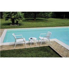 Tavolino Balcony Set Valencia In Polipropilene Con Fibra Di Vetro - Bianco