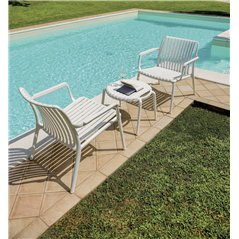 Tavolino Balcony Set Valencia In Polipropilene Con Fibra Di Vetro - Bianco