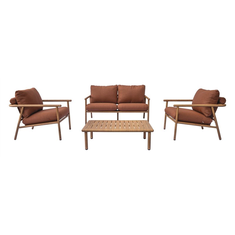 Set da Giardino Cartagena In Alluminio - Effetto Legno Greenwood