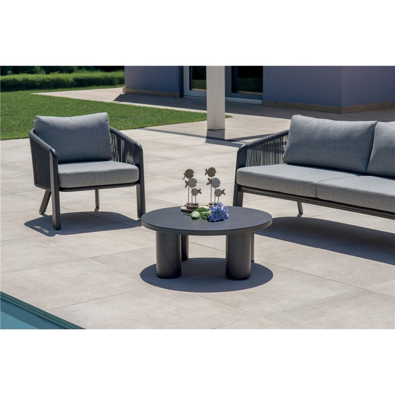 Greenwood Santa Cruz Aluminum Lounge Set - Gray Rope - Anthracite