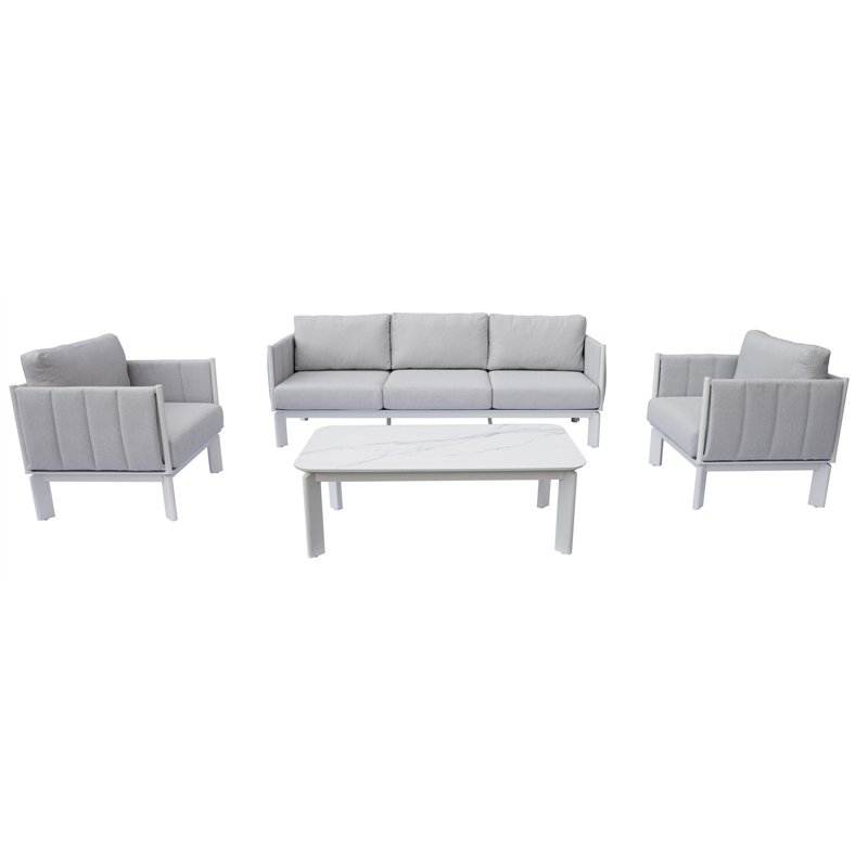 Set da Giardino Cannes In Alluminio - Bianco Greenwood