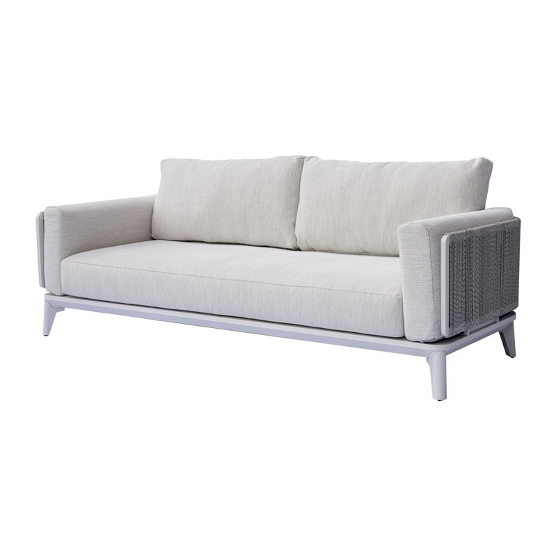 Greenwood Nantes Aluminum Lounge Set - Gray Wicker - White