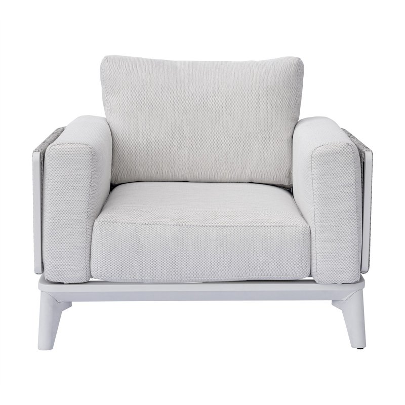 Set da Giardino Nantes In Alluminio - Wicker Grigio - Bianco Greenwood