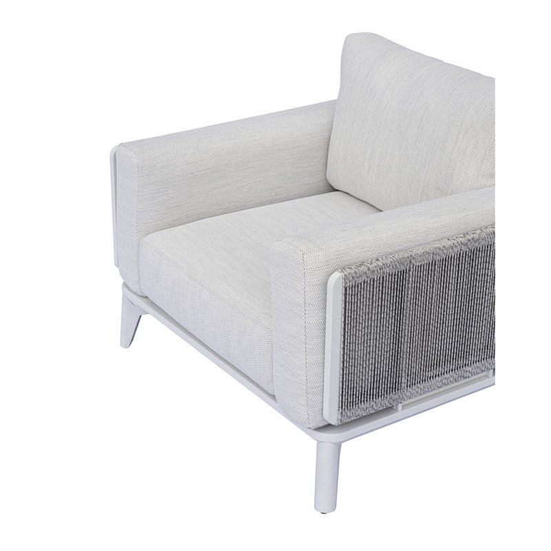 Set da Giardino Nantes In Alluminio - Wicker Grigio - Bianco Greenwood