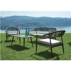 Greenwood Milano Aluminum Lounge Set - Gray Wicker - Anthracite