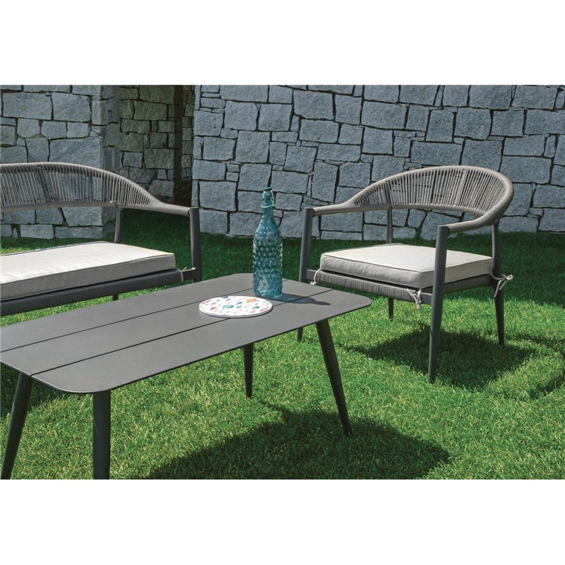 Set da Giardino Milano In Alluminio - Wicker Grigio - Antracite Greenwood