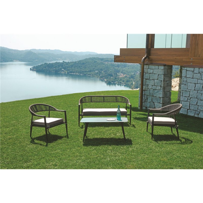 Greenwood Milano Aluminum Lounge Set - Gray Wicker - Anthracite