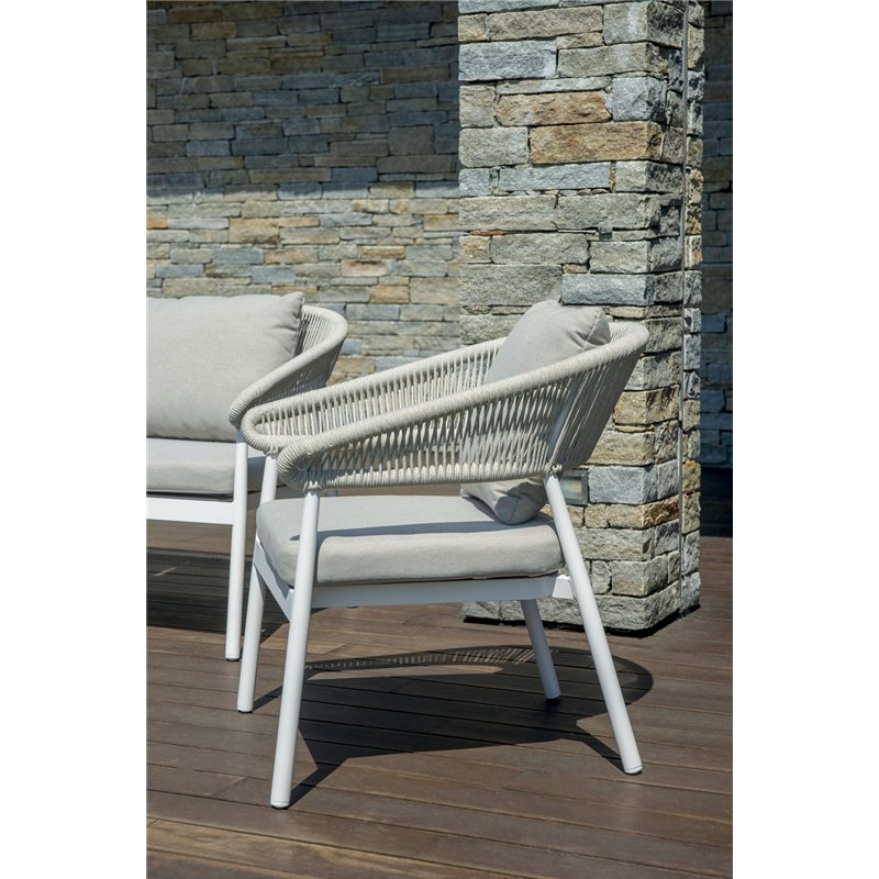 Set da Giardino Cap-Ferrat In Alluminio - Corda Bianca - Bianco Greenwood