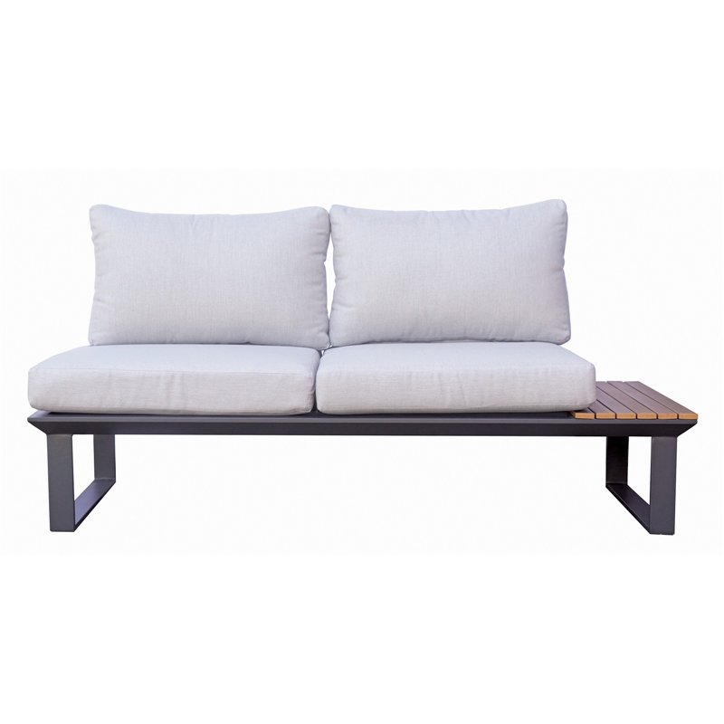 Greenwood Set Angolare Saint Tropez In Alluminio E Resin Wood - Antracite