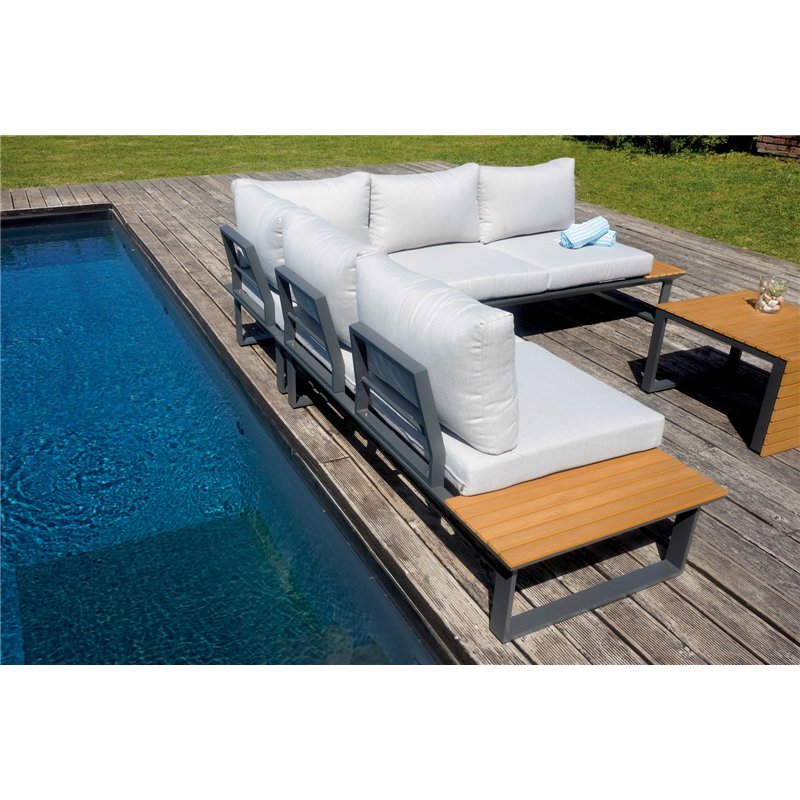 Set da Giardino Angolare Saint Tropez In Alluminio E Resin Wood - Antracite Greenwood