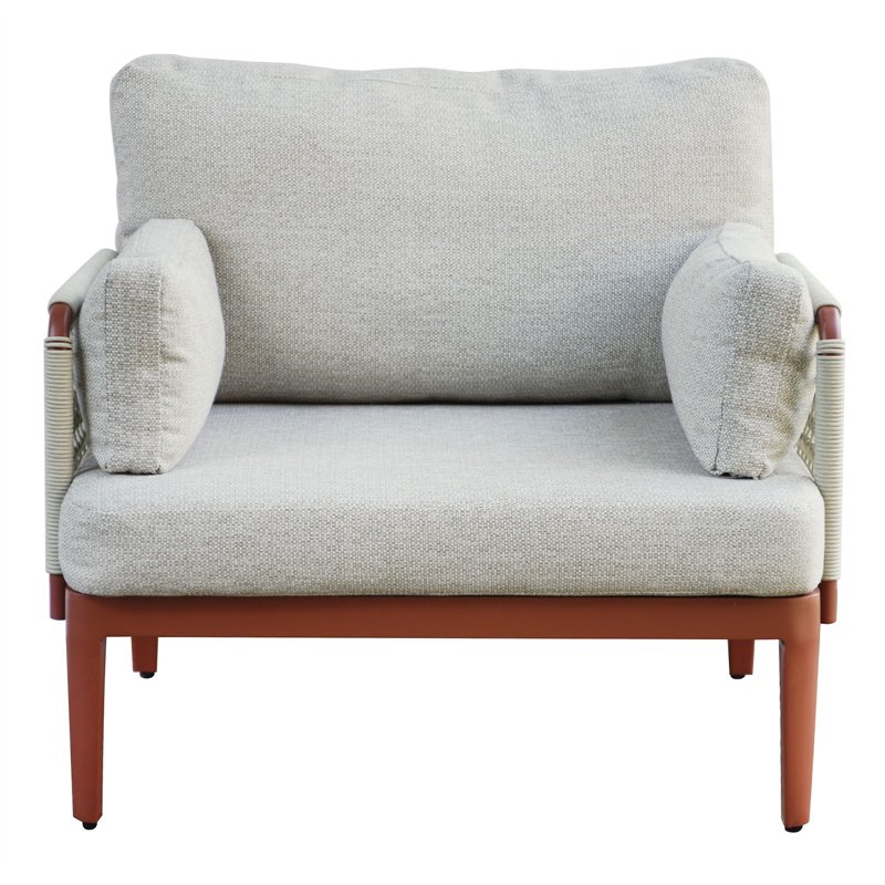 Set da Giardino Bandol In Alluminio - Corda Beige - Rosso Greenwood