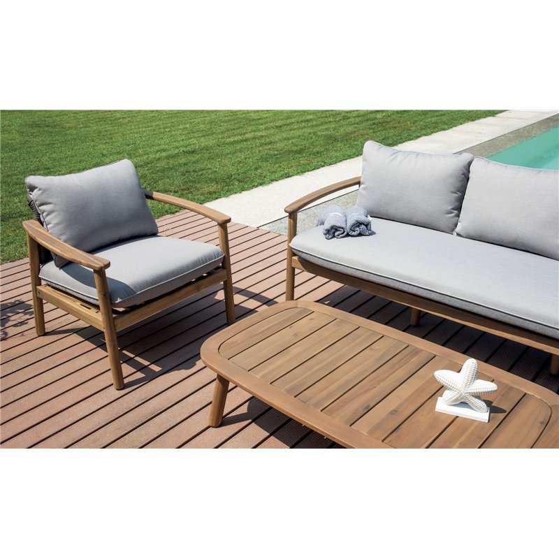 Greenwood Scilla Lounge Set In Acacia Fsc - Anthracite Rope