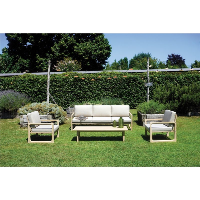 Set da Giardino Dresda In Acacia - Finitura Color Teak Greenwood