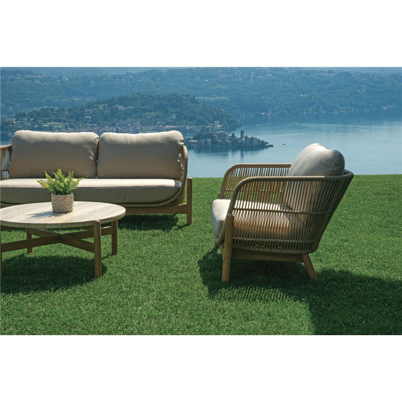 Set da Giardino Lamezia In Acacia Fsc - Finitura Color Teak Greenwood