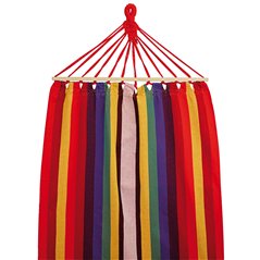 Greenwood Striped Cotton Hammock 200x100 cm - With Wooden Spreader Bars