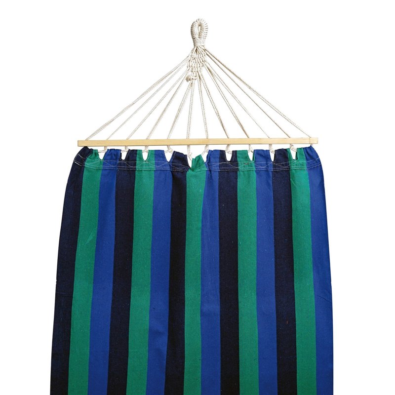 Amaca In Cotone Rigato 200x100 cm - Con Stecche in Legno Greenwood Amaca In Cotone Rigato 200x100 cm - Con Stecche in Legno Greenwood