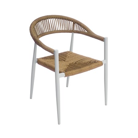 Sedia Milano In Alluminio - Wicker Paglia - Bianco