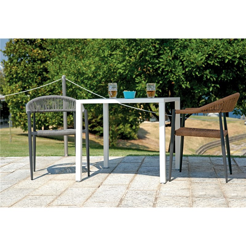 Greenwood Milano Garden Garden Chair with Armrests in Aluminum - Wicker Straw - Anthracite