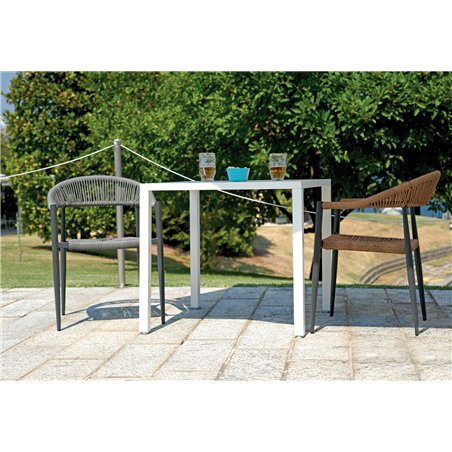 Greenwood Milano Garden Garden Chair with Armrests in Aluminum - Wicker Straw - Anthracite