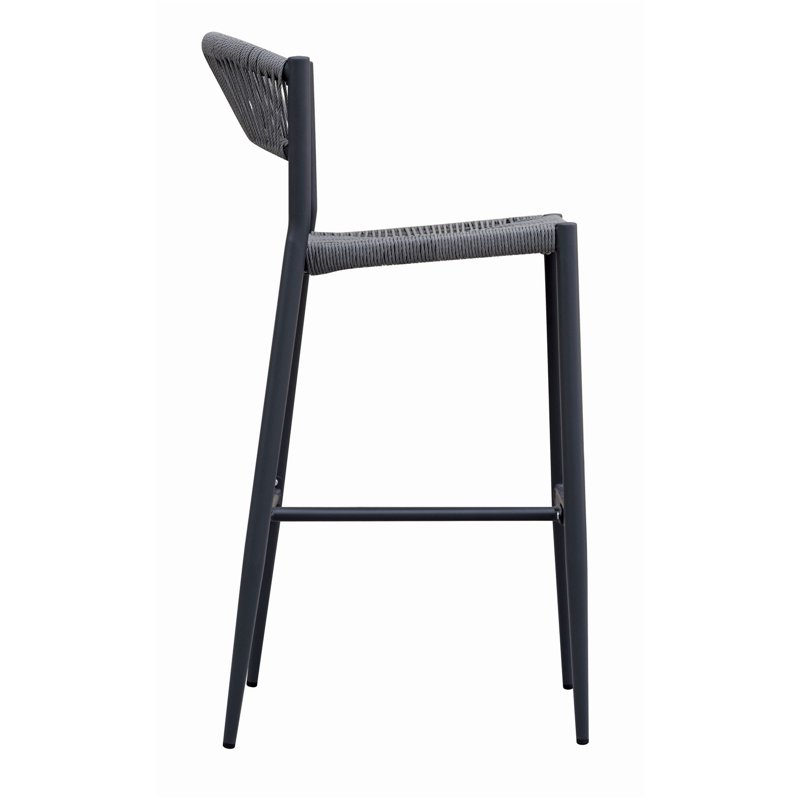 Greenwood Sgabello Milano In Alluminio - Wicker Grigio - Antracite