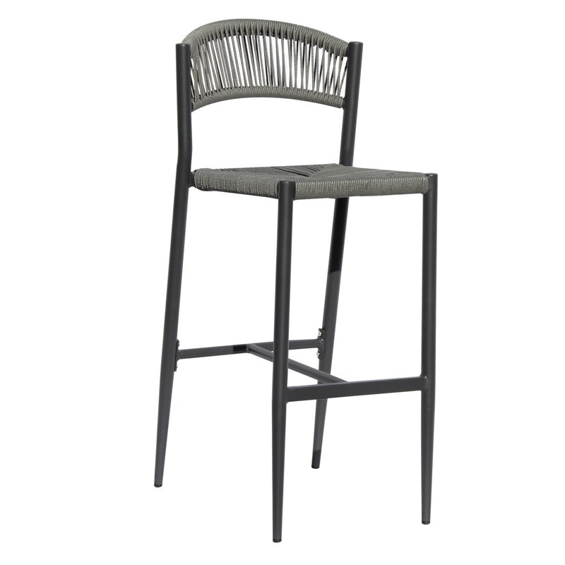 Greenwood Sgabello Milano In Alluminio - Wicker Grigio - Antracite