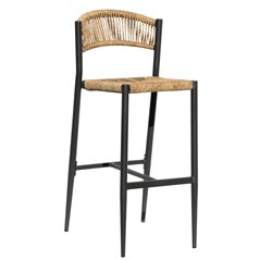 Sgabello Milano In Alluminio - Wicker Paglia - Antracite