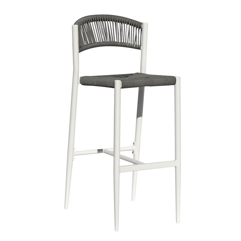 Greenwood Sgabello Milano In Alluminio - Wicker Grigio - Bianco