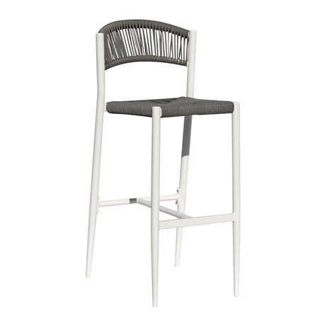 Sgabello Milano In Alluminio - Wicker Grigio - Bianco