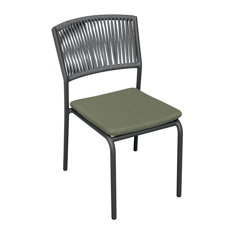Greenwood Modena Aluminum Garden Chair - Outdoor Green Rope - Anthracite