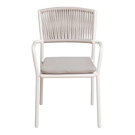Sedia Modena In Alluminio - Corda Per Esterni Sabbia - Bianca