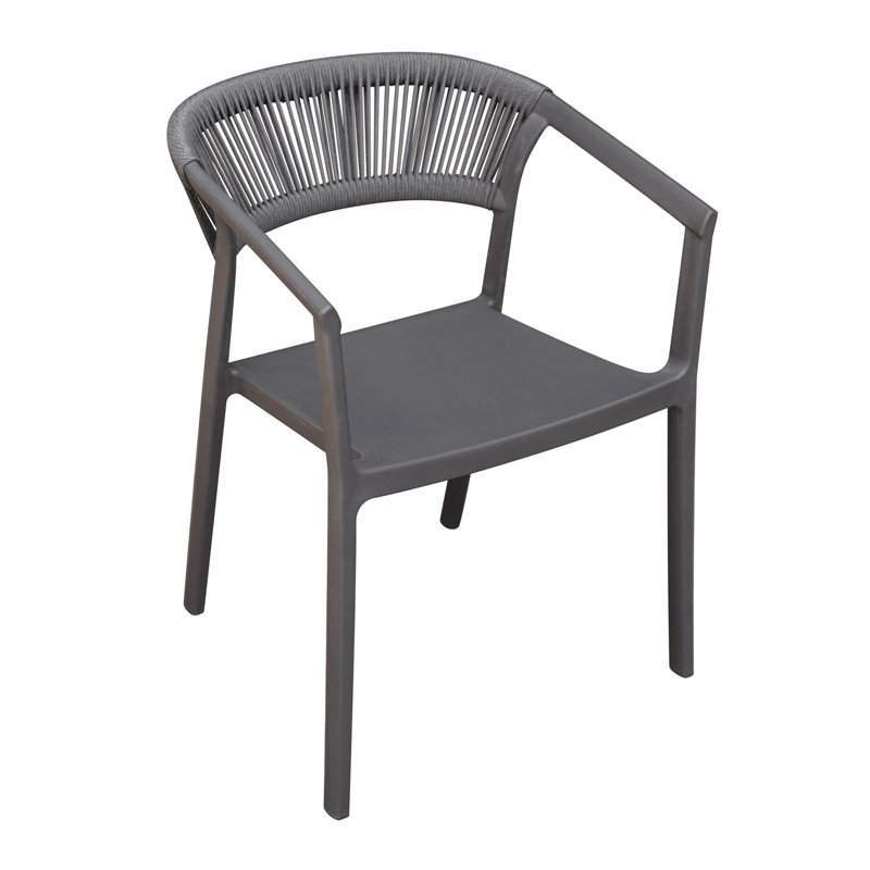 Greenwood Lione Garden Chair in Polypropylene with Fiberglass - Grey Outdoor Rope - Grey