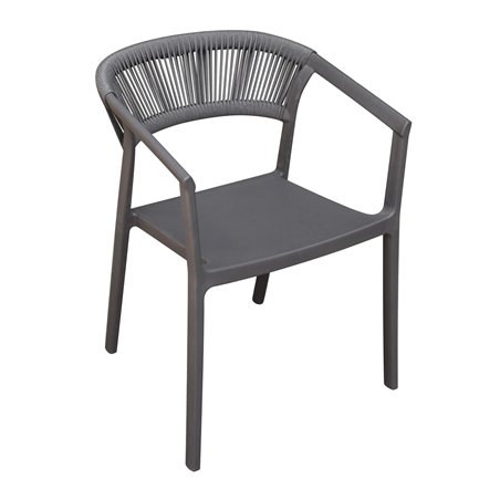 Greenwood Lione Garden Chair in Polypropylene with Fiberglass - Grey Outdoor Rope - Grey