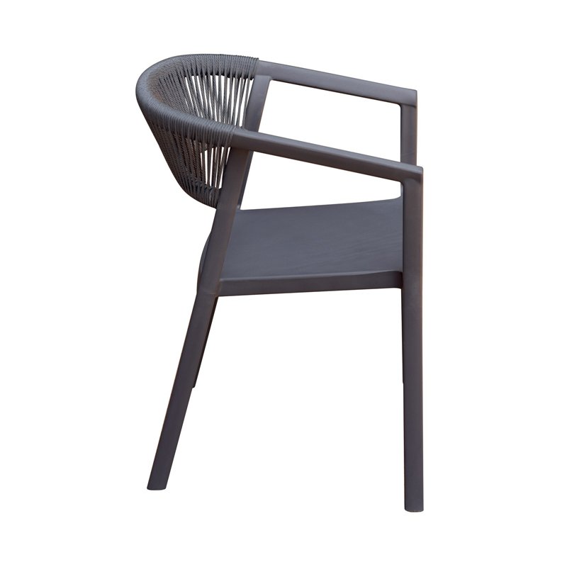 Greenwood Lione Garden Chair in Polypropylene with Fiberglass - Grey Outdoor Rope - Grey