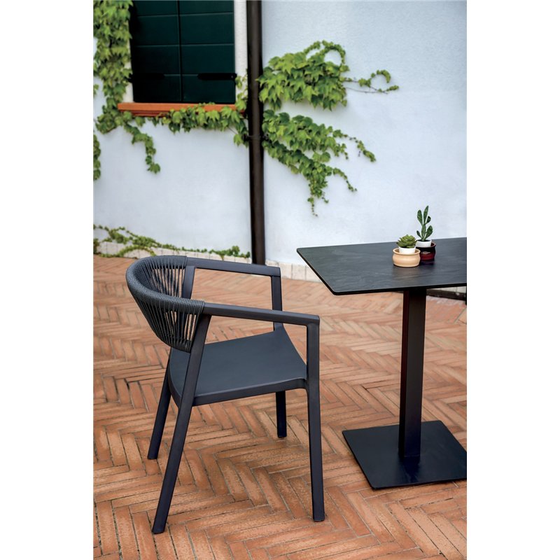 Greenwood Lione Garden Chair in Polypropylene with Fiberglass - Grey Outdoor Rope - Grey